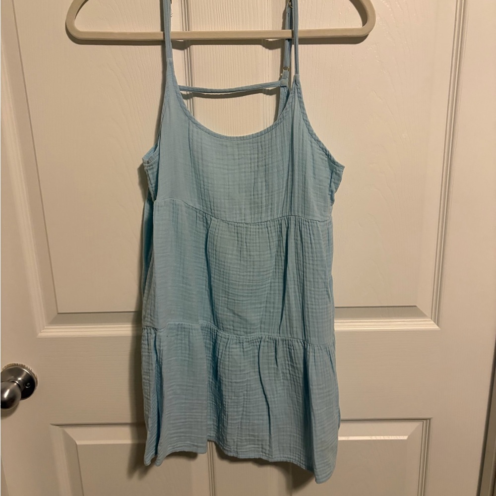 Light Blue Sleeveless Tiered Dress